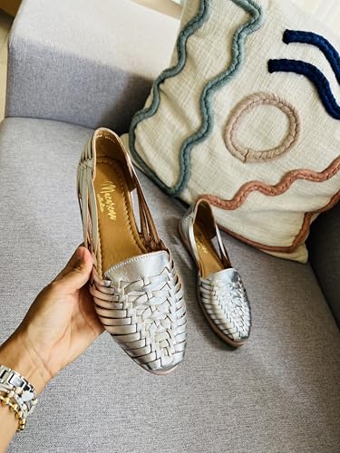 Image of Macarena Collection Leather Sandals for Women | Handmade Mexican Huarache | Woven Slip-On Shoes with Cushioned Insole | Artisan Crafted Genuine Leather