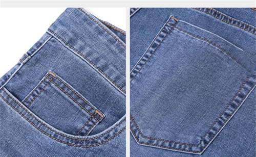 Hndudnff Men Thin Straight Jeans with Pockets Pants Comfortable Stretch Casual Denim Trousers3