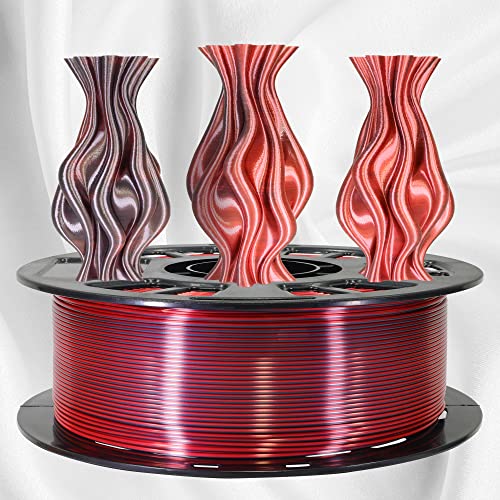 Image of MIKA3D Silk Red Black 2 Color in 1 3D Printer Filament, PLA 3D Printing Filament 1.75mm Dual Color Silk Filament, 1KG 2.2lbs Bicolor Double Colors Silk Red Black PLA Coextrusion Filament