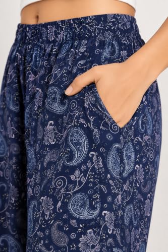 Image of Women Printed Palazzo Pants Combo Pack of 2, Comfortable Elastic Waist Lounge Pants for Women | Relaxed Fit, Loose Fitting Wide Leg Palazzo Pants, Casual Bottom (Available in S to 3XL Size)