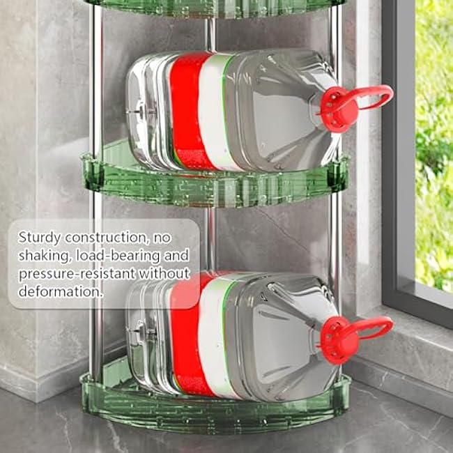 Kitchen Shelves Multifunctional Storage Rack Bathroom Organizer Unit with Hooks Cosmetics Snack, Easy Assemble,Green,4 Tier-eL6jrSs8