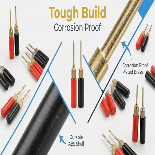 Image of Power Probe Accessories, 2mm Solderless Plated Brass Fieldpiece Probes Meter Leads Test Probe Tips 30VAC‑60VDC 5 Set ABS Shell for Voltage Testing for Multimeter