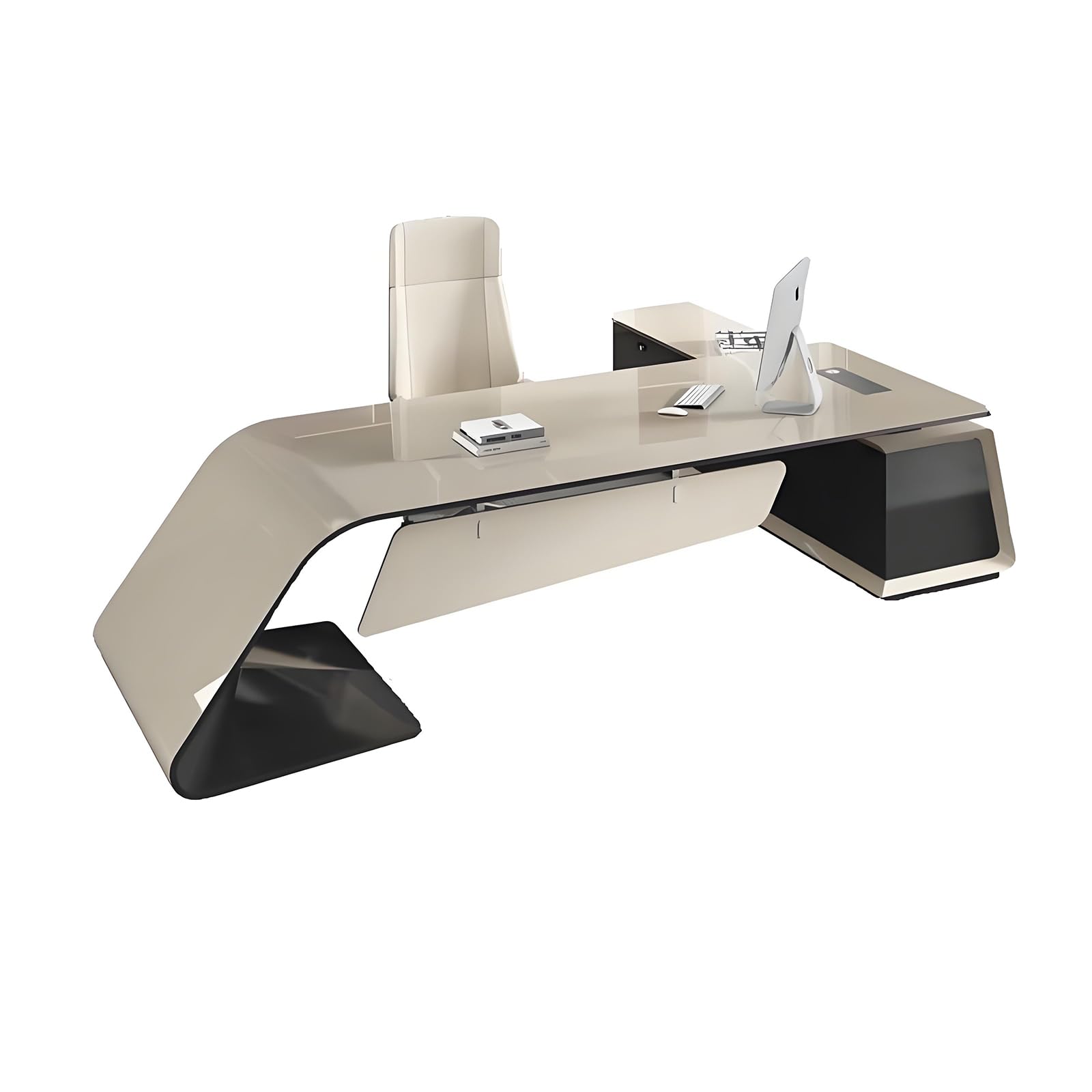 Executive Desk with Drawers Standing L Business Furniture Home Computer Office Desk with Storage Standing Desk with Drawers