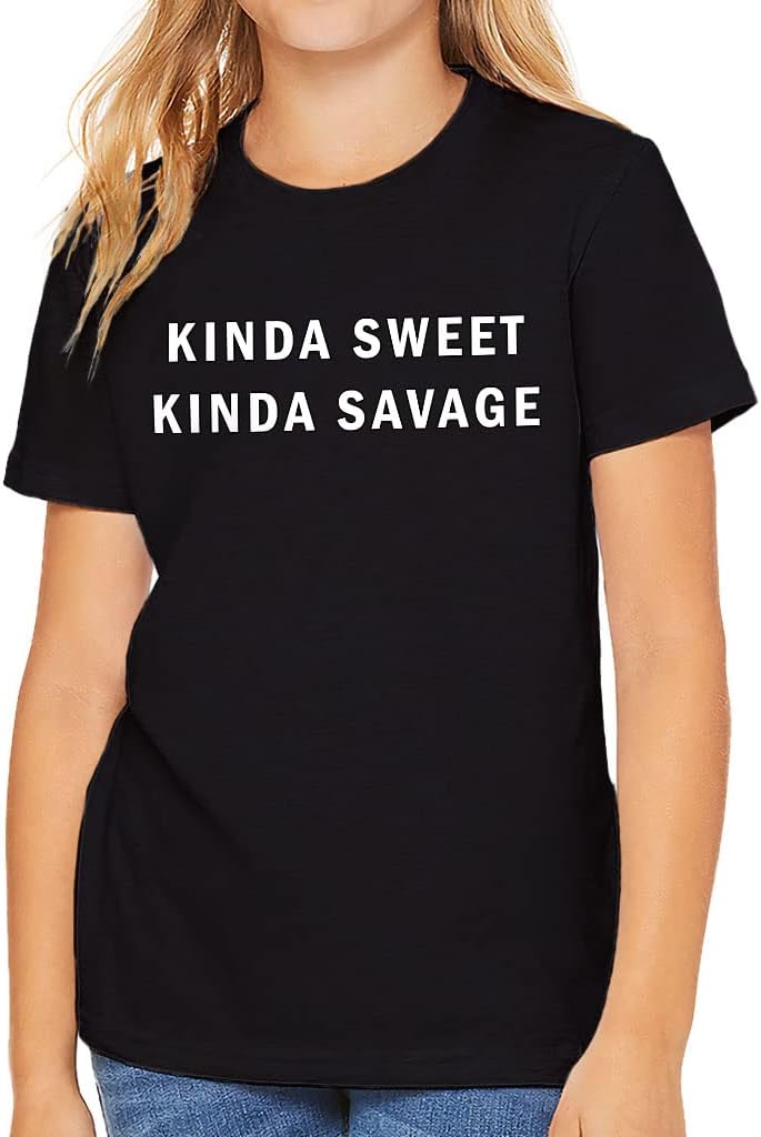Kinda Sweet Kinda Savage Kids' T-Shirt - Print T-Shirt - Minimalist Tee Shirt for Kids