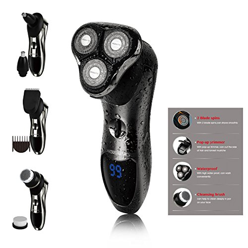 Electric Razor for Men Black Rotary Shaver Beard Trimmer Nose Trimmer ...