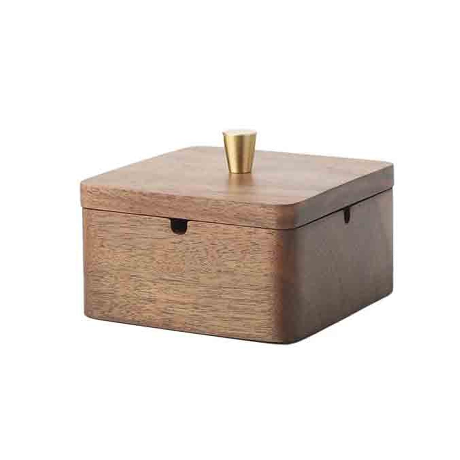 Cigarettes Ashtrays Walnut Ashtray with Lid Chinese Style Brass Decor