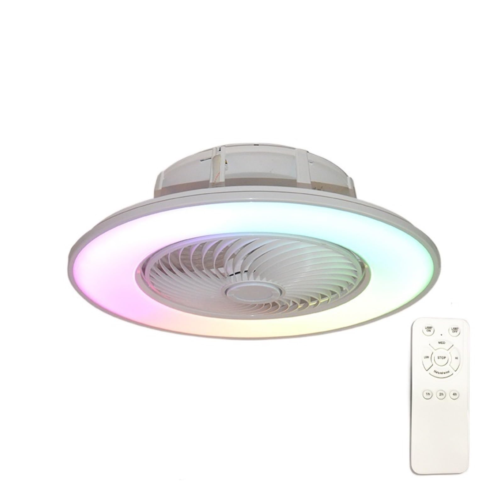 ERETYRET Modern Ceiling Mounted Fan Light Smart Bedroom Restaurant Invisible Simple LED with RGB Dimming Quiet Cooling(B-Bluetooth RGB)