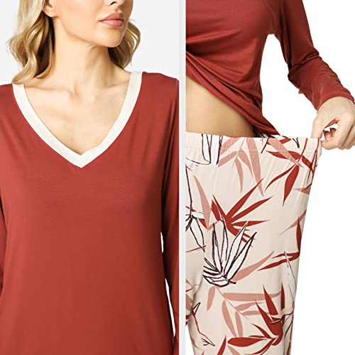 Image of GYS Women's Bamboo Viscose Long Sleeve Pajamas Set