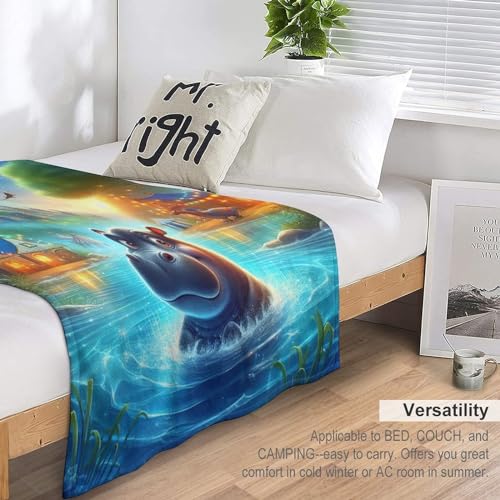Couverture hippopotame flannel plaid polaire lit canapé 140x180 - 7
