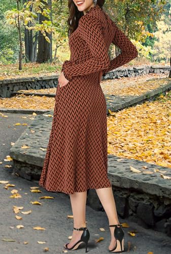 Image of KOH KOH Womens Long Sleeve Semi Formal Work Elegant Pockets Mini Midi Dress