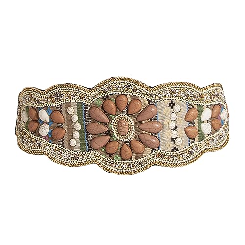 Muloo Bohemian Waist Belt Hand Beading for Travel Ethnic Photography Props Stretchy Belt Heavy Duty Colorful Beads4