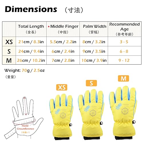 Image of TRIWONDER Kids Ski Snow Gloves Winter Cold Weather Snowboard Mittens Boys Girls (S, Yellow)