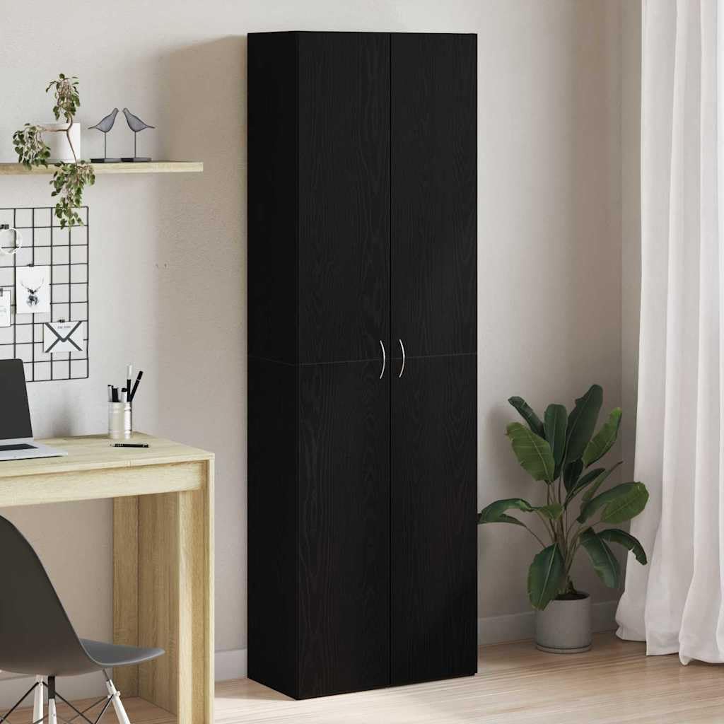 vidaXL Mobile per Ufficio con Lo scaffale Rovere Nero 60 x 32 x 190 cm, Armadio Ufficio, Design Rettangolare, Mobili Moderni per Spazi di Lavoro, Soluzioni di Stoccaggio Resistenti