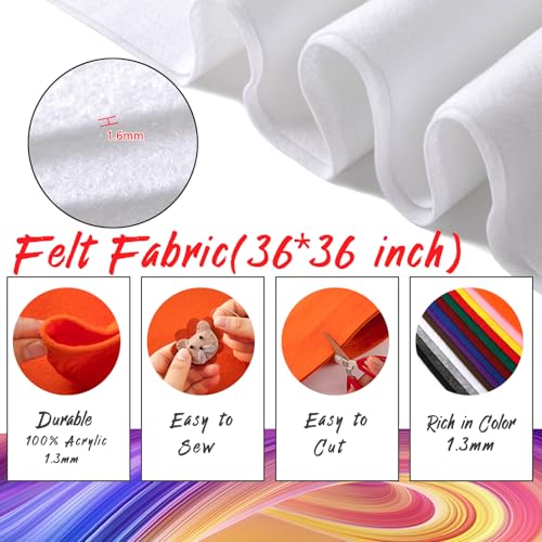 Premium White Acrylic Craft Felt - 36" x 36" Soft Woven Fabric Sheets for DIY, Sewing, and Art Projects 3 Premium White Acrylic Craft Felt - 36" x 36" Soft Woven Fabric Sheets for DIY, Sewing, and Art Projects - Image 2