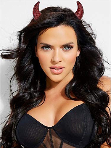Devil Horns Halloween Devil Horns Headband Glitter Shining Rhinestone Halloween Headband (Black) #TOP1