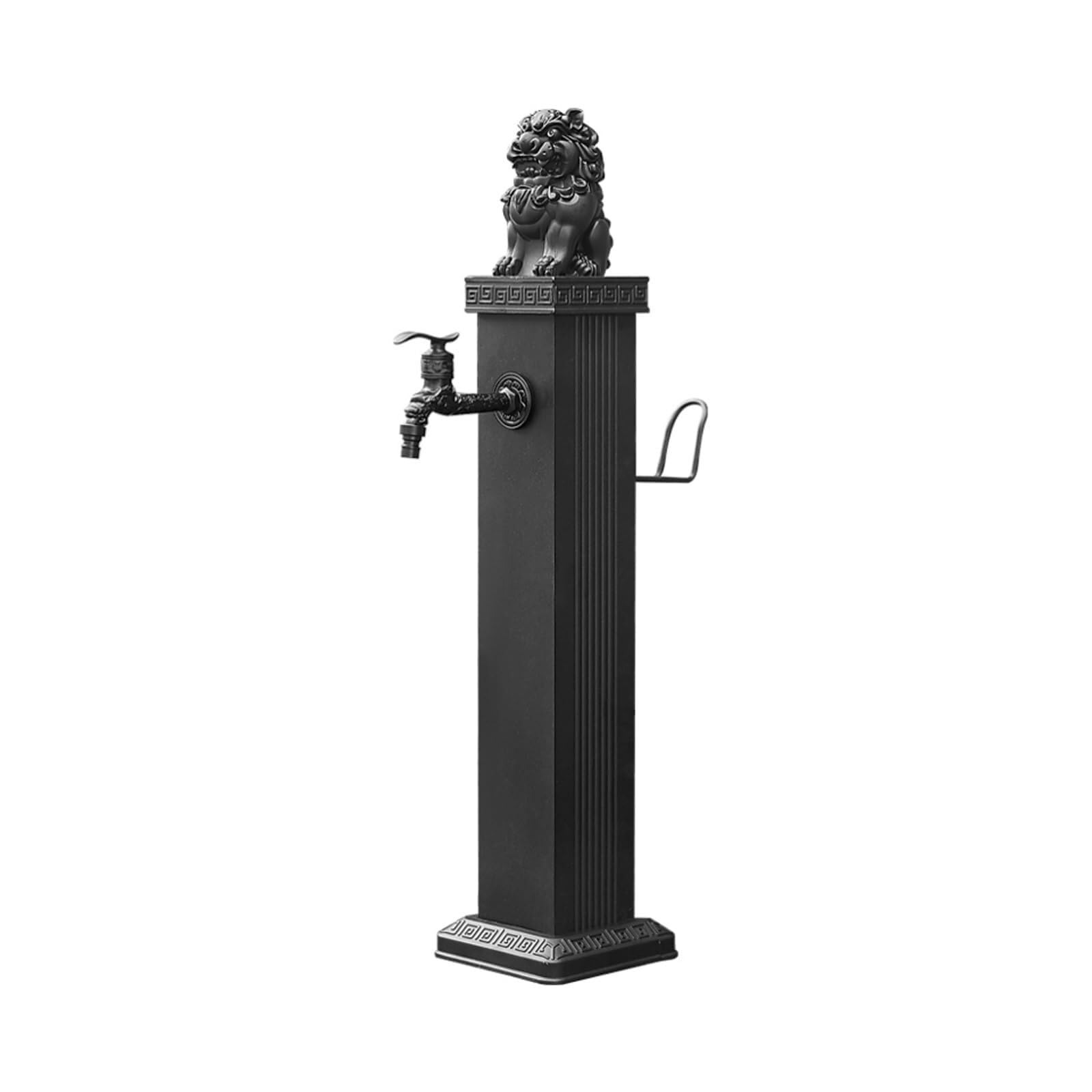 Vertical Garden Water Column Antifreeze Faucet Yard Hydrant Lion Statue Garden Water Fountain with Hose Holder,Traditional Water Tap(76x17x17cm)