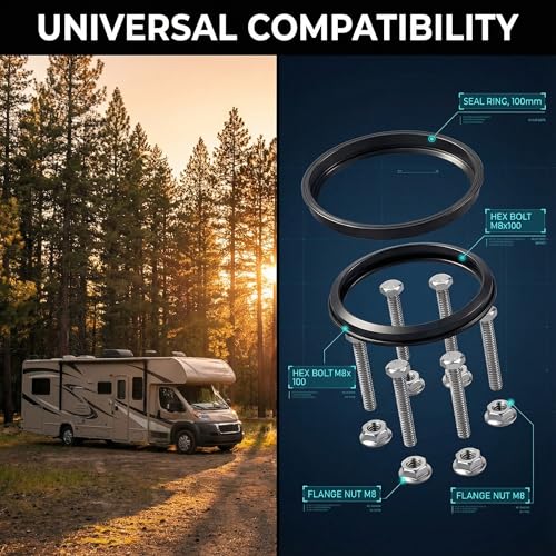 Image of T1003-7VP 3 inch Replacement Seal with Hardware for Valterra RV Sewer Valve | Waste Valve Leak-Proof Seal Kit for 3'' RV /Camper /Travel Trailer Sewer Valve, Black Water Septic Tank and Holding Tank-2 Set
