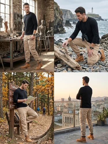 Image of Leriya Fashion Men's Cargo Pants with Pockets | Cotton Joggers for Men | 6 Pocket Jeans Pant | Casual Trousers for Men | Comfortable Casual Workwear Joggers
