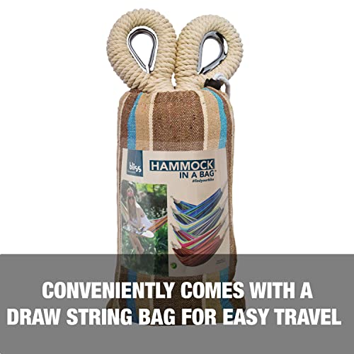 Bliss Hammocks Bh-400-Ha 40" Wide Hammock W/Hand-Woven Rope Loops & Hanging Hardware, Outdoor, Patio, Backyard Durable, Cotton And Polyester Blend, 250 Lbs Capacity, Hampton Stripe #TOP2