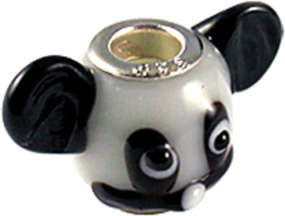 Bodytrend Murano Glass Mickey Mouse Charm Bead - White - fits Pandora & Troll Bracelets - Hand Polished and Hand Finished to fine Jewellery Standard