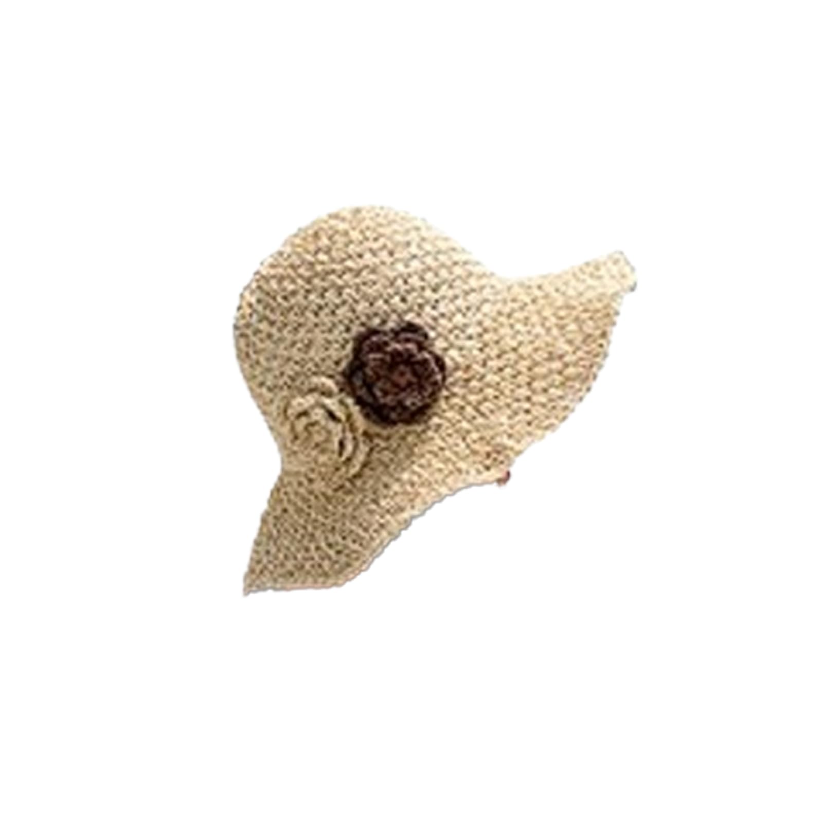 GREEVC Sombrero de Sol para Mujer, Sombrero de Playa de Paja para Mujer, Sombrero de Verano con protección UV, Sombrero Plegable para Vacaciones de Viaje