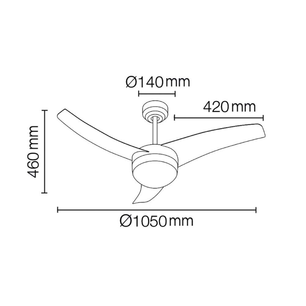 wonderlamp Ventilador de techo LED Mod. SIMPLY color plata. Rosca E27. Incluye mando a distancia.
