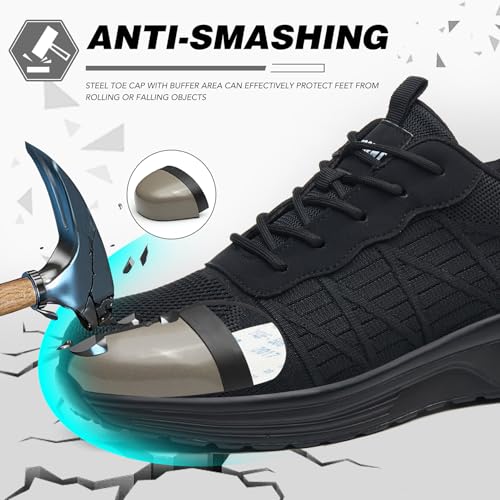 Hogent Steel Toe Shoes for Men Women Lightweight Comfortable Safety Shoes Non Slip Puncture Proof Safety Work Sneakers Industry Construction Warehouse3