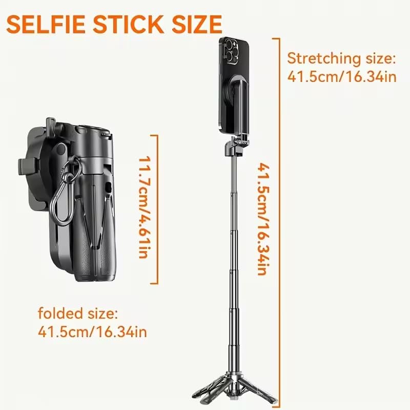 Image of 2025 Stainless Steel P15 Magnetic MINI Retractable Selfie Stick Tripod with Remote Phone Grip 2 Cold Shoe,10M /393.7' (P15 Magnetic Retractable Selfie Stick)