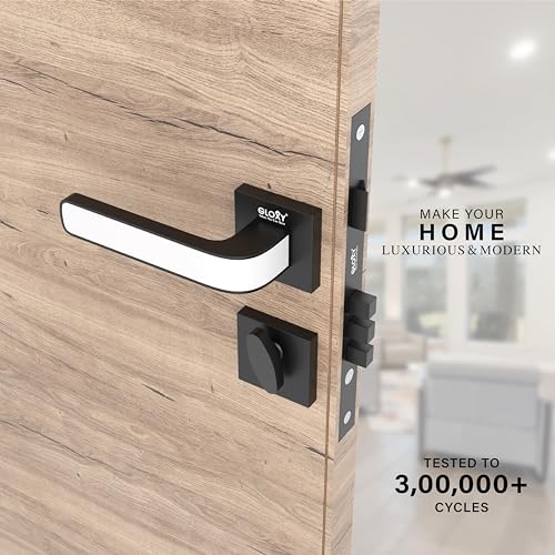 Image of GLOXY Door Lock for Home - Mortise Door Lock Set with Lock Body, Cylinder & 3 Brass Keys | Door Handle Lock for Office and Hotel | Black & White Finish (2-Year Warranty, Pack of 1)