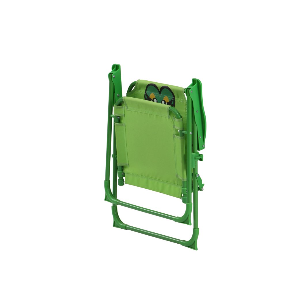 Siena Garden 672614 Froggy Set pour Enfants 2 Fauteuils Pliants + 1 Table + 1 Parasol Motif de Grenouille Acier Vert