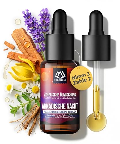 NORDHOLZ® [100% naturrein] – Frisch & spritzig, ätherisches Öl in Pharmaqualität aus Kaltpressung – Vegan, laborgeprüft – Für Sauna, Diffusor & Aromatherapie (15 ml (1er Pack), Arkadische Nacht)