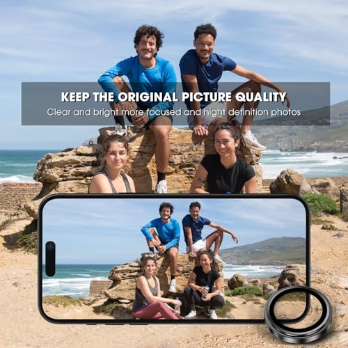 Image of GRIPP 2in1 Focal Camera Lens Protector for iPhone 15, iPhone 15 Plus, Aluminium Alloy Ring, Ultra-Clear HD Glass, Scratch-Resistant, Case Friendly, Easy Install - Black