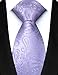 JEMYGINS Mens Lavender Paisley Tie and Lapel Pin Necktie Pocket Square and Tie Clip with Sets for Business Casual 4PCS(18)