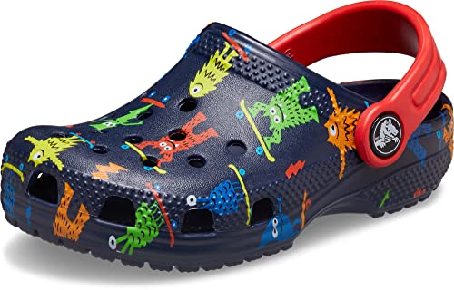Image of Crocs Unisex-Child Kids' Classic Graphic Clog, Navy, 6 Toddler
