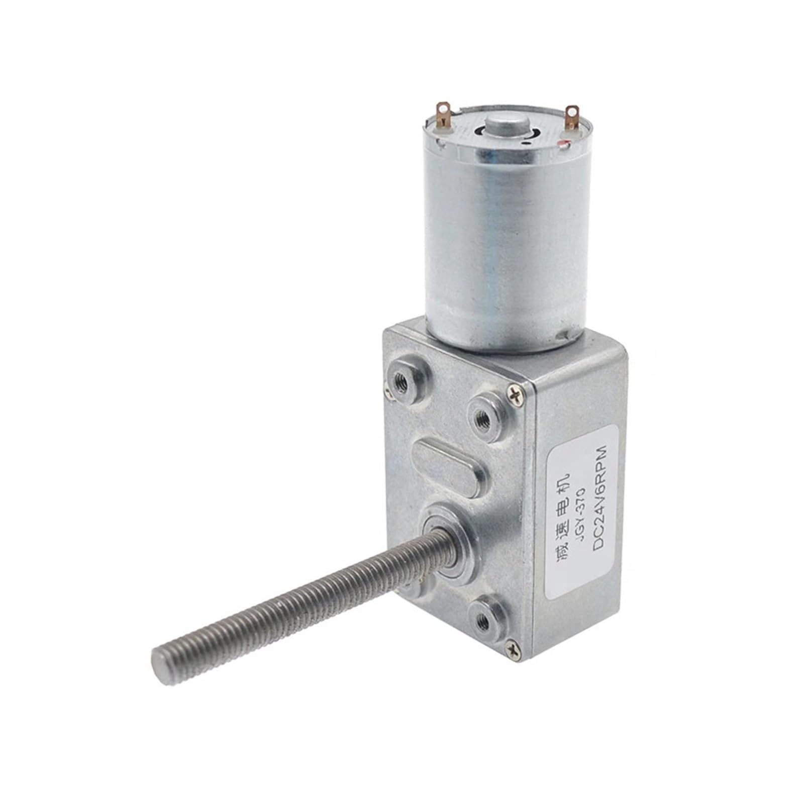 DC-Schneckengetriebemotor mit M6-Gewinde und Langer Welle, 6 V, 12 V, 24 V, 6–150 U/min, hohes Drehmoment, selbstsichernd, einstellbare Geschwindigkeit, JGY370(6v,10 RPM)