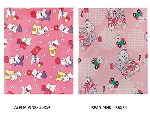 Image of EcoSoft Plastic Sheet,PVC Sheet for Kids,Rubber Sheet for Babies,Bed Wetting Protector(90 x 135 cm) (Alphabet Pink & Bear Pink)