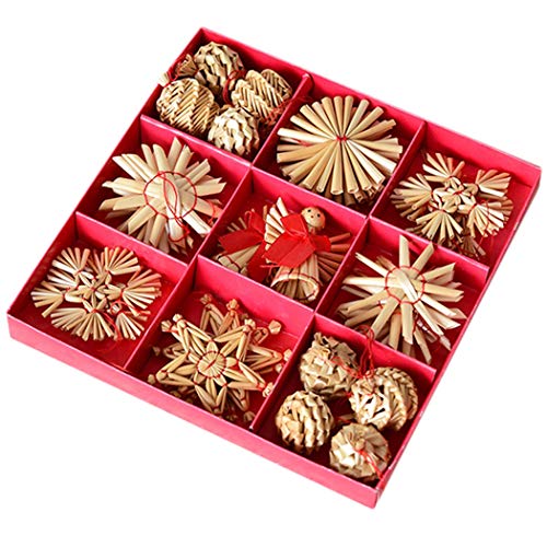 JUSTDOLIFE 32PCS Christmas Tree Decoration Straw Multi-Types Hanging Ornament Hanging Decoration