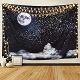 BLEUM CADE Moon and Clouds Tapestry Wall Hanging Star Tapestry Starry Sky Tapestry for Living Room Bedroom Dorm Home Decor