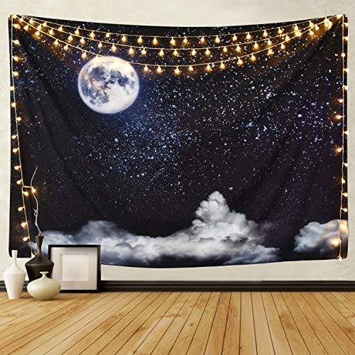 BLEUM CADE Moon and Clouds Tapestry Wall Hanging Star Tapestry Starry Sky Tapestry for Living Room Bedroom Dorm Home Decor