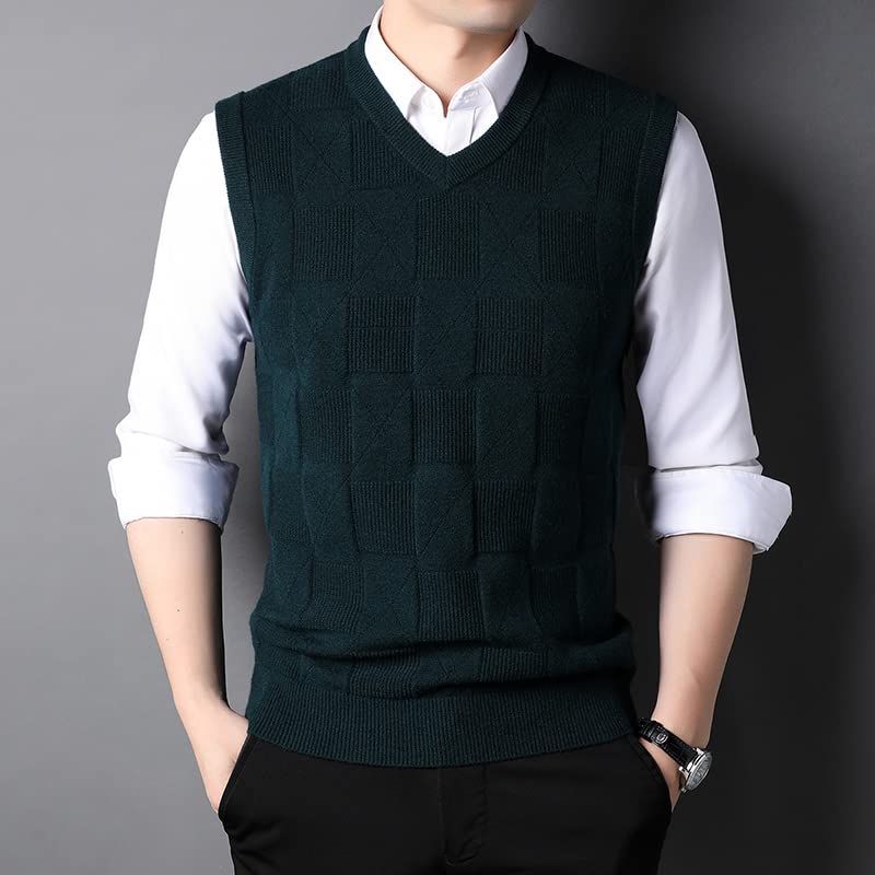 Knit Pullover Sleeveless Sweater Vest Men V-Neck Sleeveless Preppy Trendy Mens Clothes 6