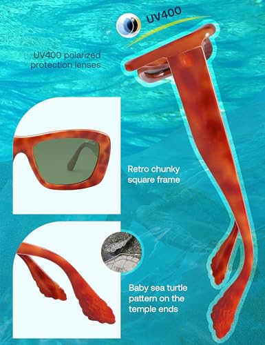 SOJOS Ocean Collection Sunglasses Womens Trendy Polarized Square,Eco-Friendly Recycled Sun Glasses,Rectangle Shades,Moonbeam4