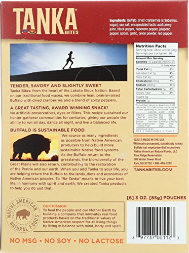 Bison Pemmican Meat Bites with Buffalo & Cranberries by Tanka, Gluten Free, Beef Jerky Alternative, Spicy Pepper, 3 Oz, Pack of 6 (Packaging May Vary) - Thumbnail 5