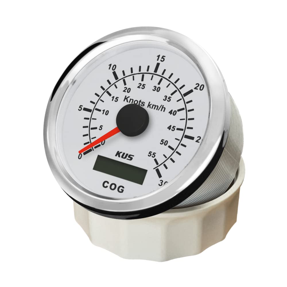 KUS Compteur De Vitesse GPS 30 Nœuds 55 KM/H Boat Yacht 85mm Blanc