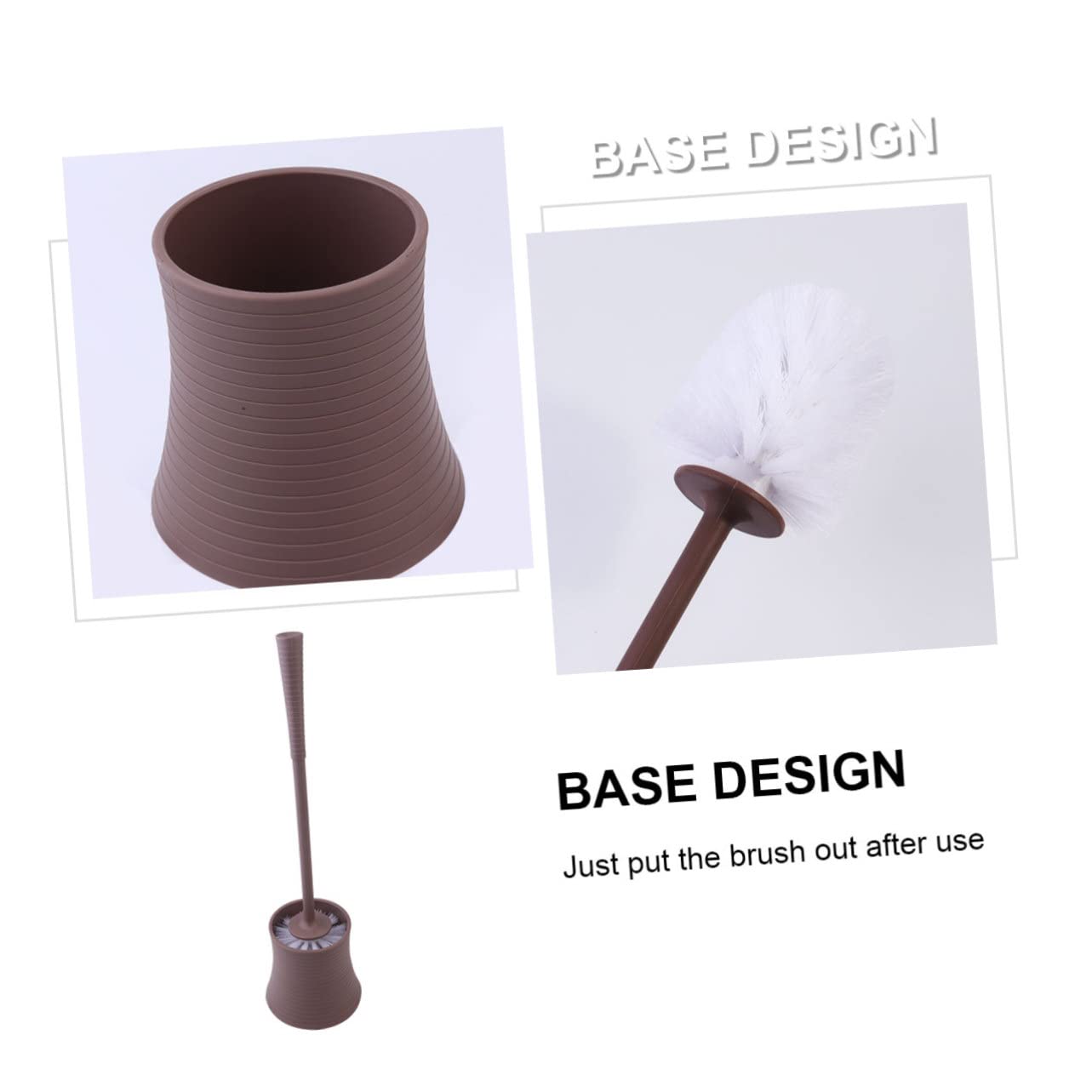 OUNONA 2piezas Escobilla De Baño con Mango y Base Antideslizante Accesorios De Limpieza para Cuartos De Baño Casa y Hotel Color Café