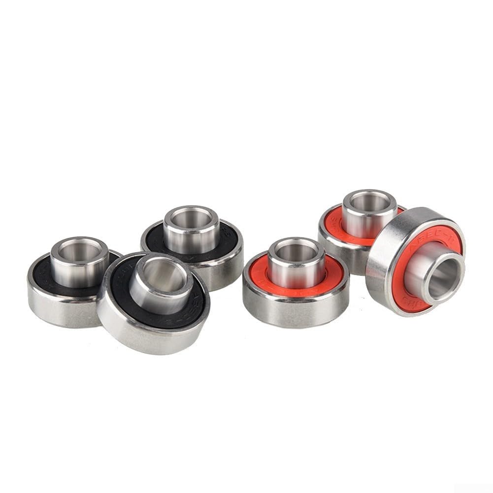 608-2RS - Cuscinetto a sfera a fila singola, 8 x 22 x 12,6 mm, con guarnizioni in gomma per resistenza agli agenti contaminanti, per skateboard, longboard, scooter, dispositivi fidget spinner (rosso