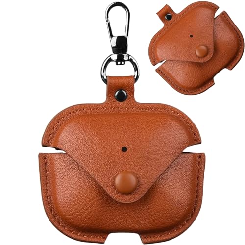 【CIOODDW 】airpods 4 ケース 対応 airpods 4 高級本革 PUレザー 全面保護 airpods4 ケース レザー 前面LEDランプが見 ワイヤレス充電対応持ち運びに便利 衝撃吸収保護 airpods4ケース(ブラウン)