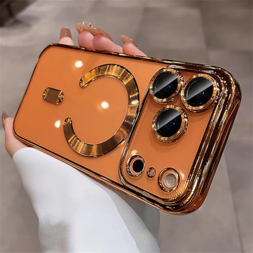 Coque magnétique iPhone 14 Pro haut de gamme en TPU souple transparent et finition orange