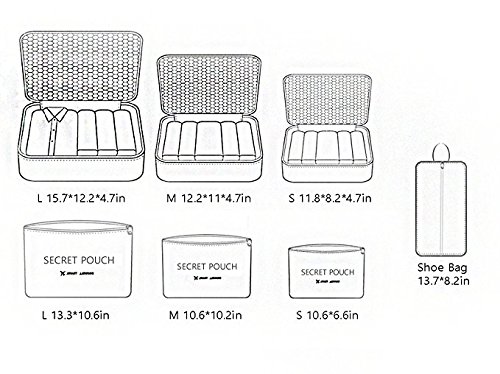 Set di 7 Cubi da imballaggio Organizzatori da