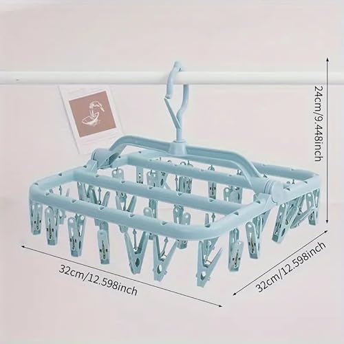 JJ Orchard 32-Pegs Drying - Collapsible Hanger with Wind-Resistant Design, For Socks, Underwears, Shoe Inserts, Infant Clothes, Gloves, washing line, sock hanger, sock dryer dollar and Hats (Blue) - Image 3