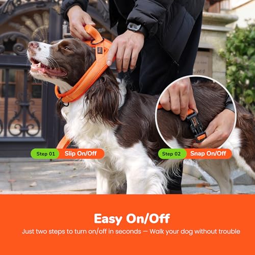 Image of Didog No Pull Dog Harness for Small Dogs, Breathable Mesh Padded, Orange,XS | Quick Fit, Easy On and Off, Lightweight, Reflective Vest Harness for Night Safty, Easy for Walking and Training, Chest 15-18 inch